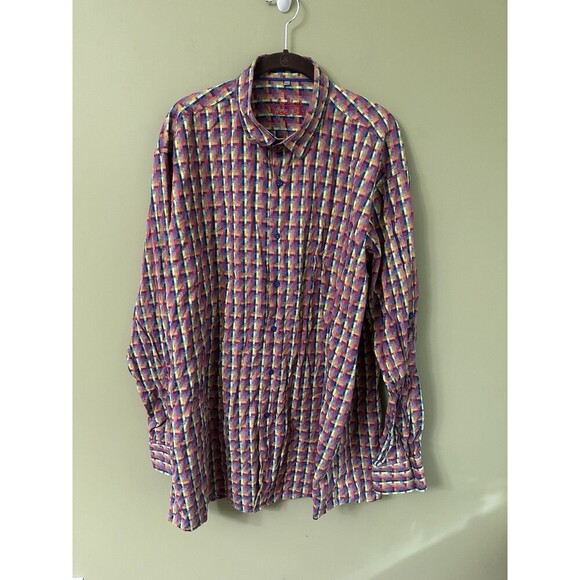 Luchina Visconti Shirt Mens 2XL Button Up Tetris Pattern Long Sleeve Dress - Picture 1 of 8
